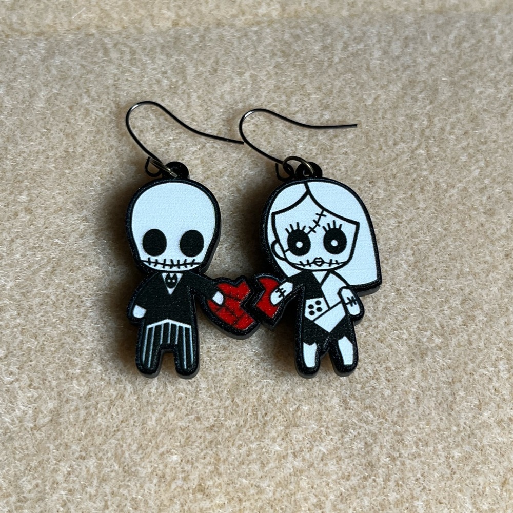 *3 for $20* Voodoo Doll Skeleton Soulmates Earrings
